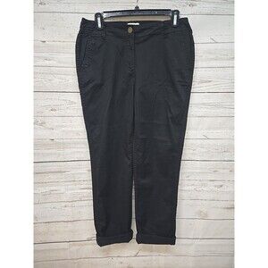 Chico's Woman's Ankle Pants Cotton Blend Black Size 00 (2, XS) Rolled Cuff Chino
